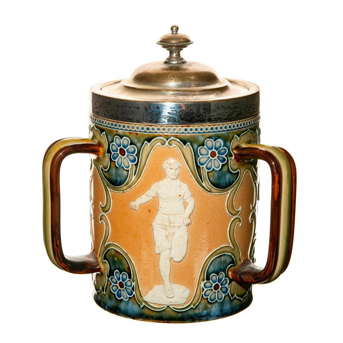 Doulton Lambeth Stoneware Lidded Tyg, Olympians (1 of 4)