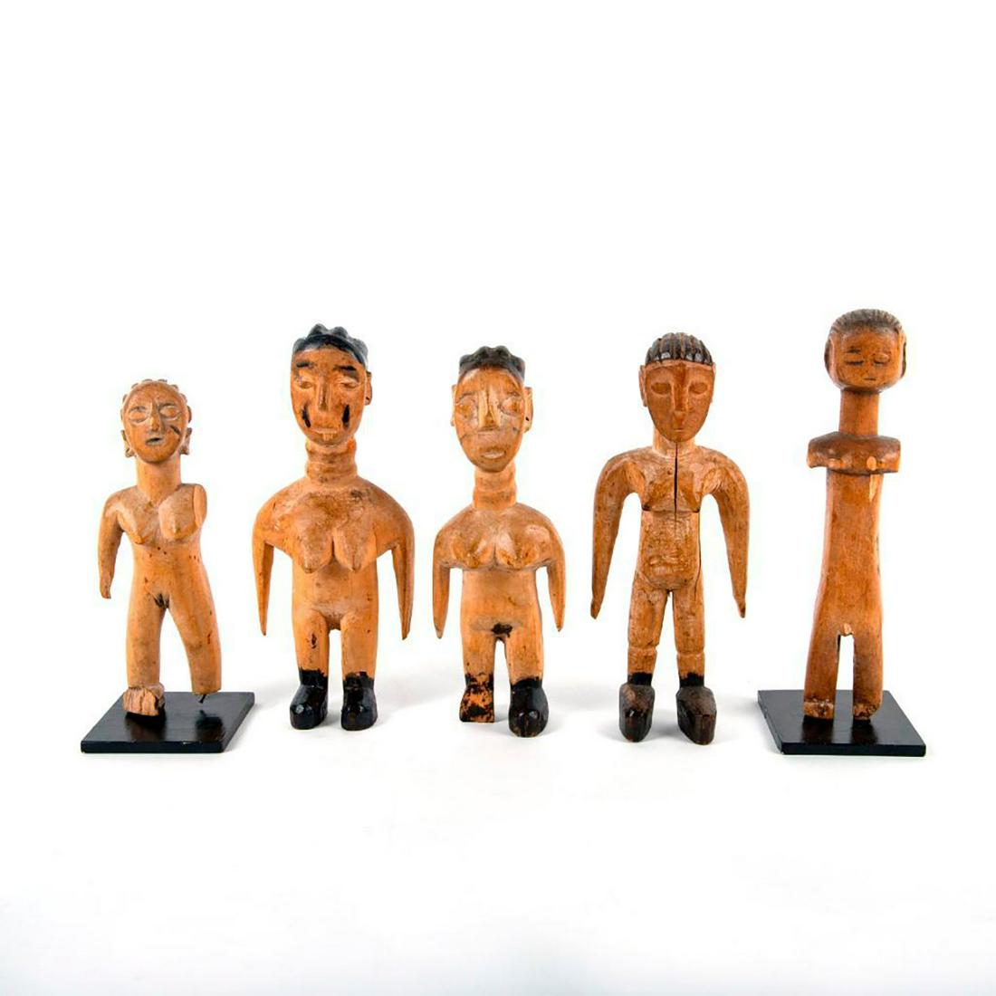 Set of 5 African Wooden Tribe Figurines (1 of 4)