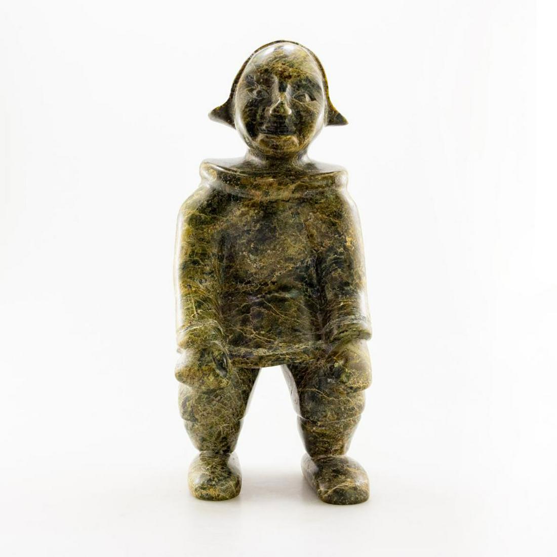 Inuit Serpentinite Stone Sculpture, Native Girl In (1 of 3)