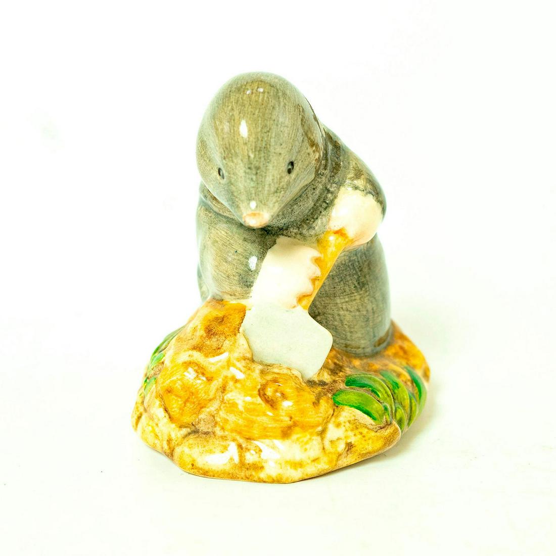 Diggory Diggory Delvet - Beswick - Beatrix Potter: Beswick Backstamp. Grey mole. Artist: David Lyttleton Issued: 1982 - 1997 Dimensions: 2.75''H Manufacturer: Beswick Country of Origin: England