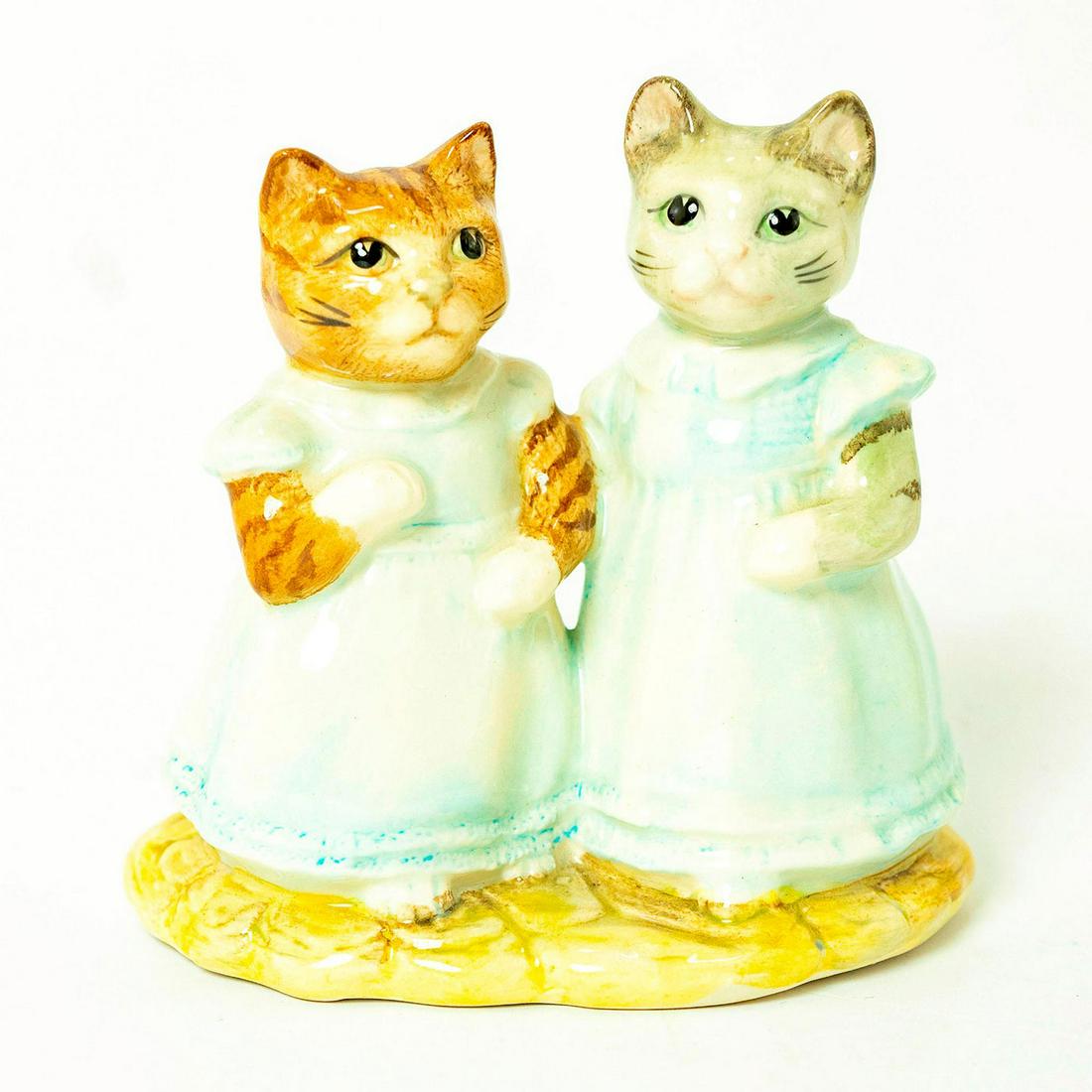 Mittens and Moppet - Royal Albert - Beatrix Potter: Royal Albert Backstamp. Blue, brown, and grey. Artist: Ted Chawner Issued: 1990 - 1994 Dimensions: 3.75''H Manufacturer: Beswick Country of Origin: England