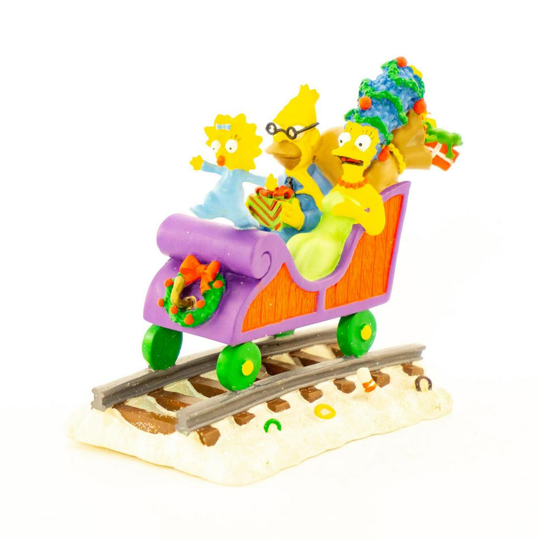 The Simpsons - All Aboard for the Holidays Figurine: Matte finished figure; Simpson family on a sleigh. Box Included. Issued: 2003 Dimensions: 2"H Manufacturer: Hamilton Collection Country of Origin: China