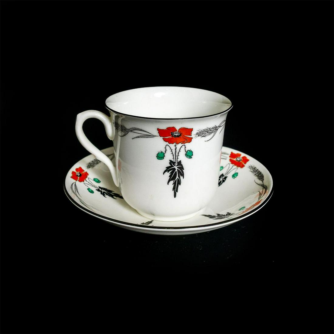 Shelley Fine Bone China Cup And Saucer, Red Poppy 11326