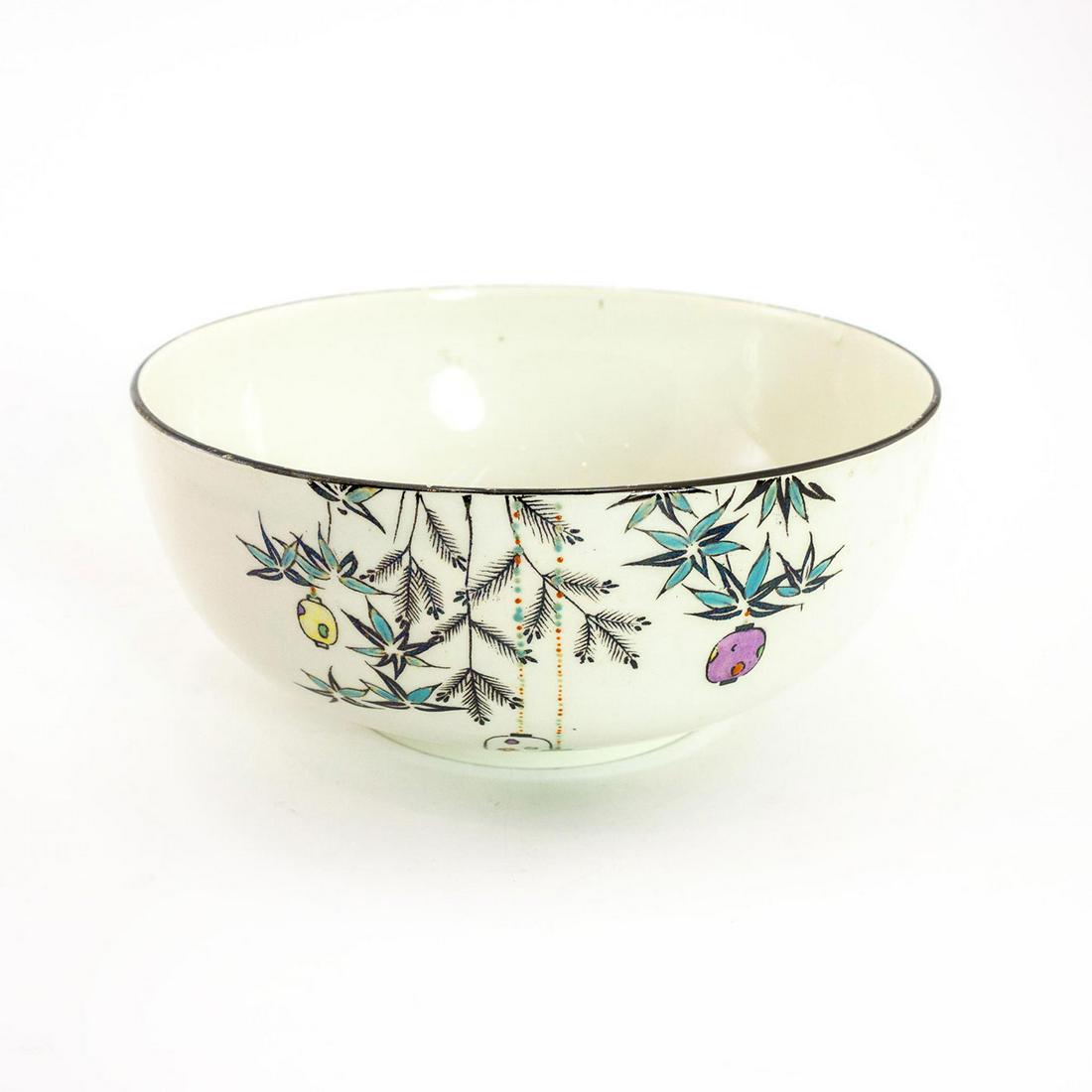 Shelley Fine China Bowl, Chinese Lanterns: Chinese Lanterns Pattern; no. 8584. High gloss; black trim. Shelley backstamp. Issued: 20th c. Dimensions: 2.75"H x 6.25" dia. Manufacturer: Shelley Country of Origin: England