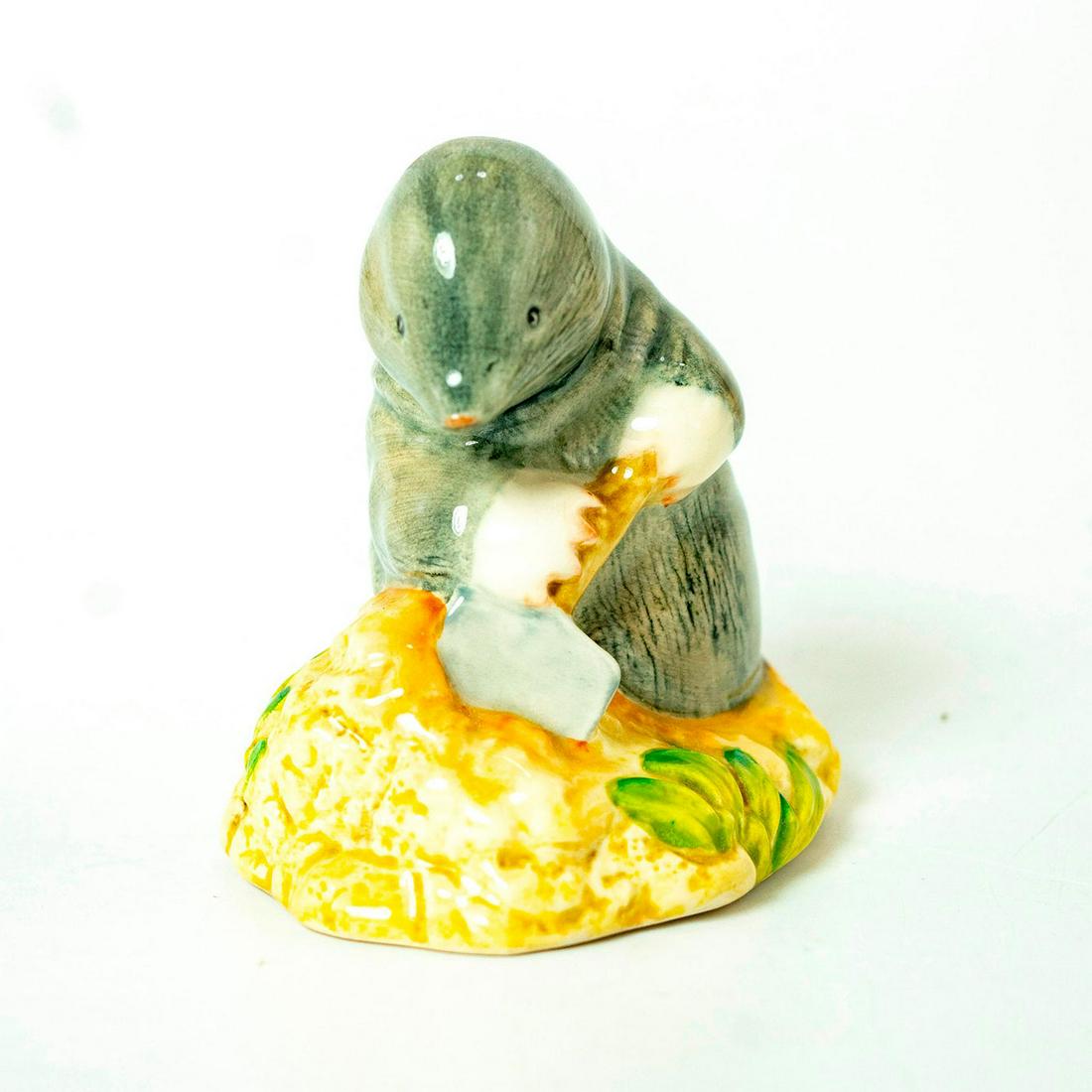 Diggory Diggory Delvet - Royal Albert - Beatrix Potter: Royal Albert Backstamp. Grey mole. Artist: David Lyttleton Issued: 1982 - 1997 Dimensions: 2.75''H Manufacturer: Beswick Country of Origin: England