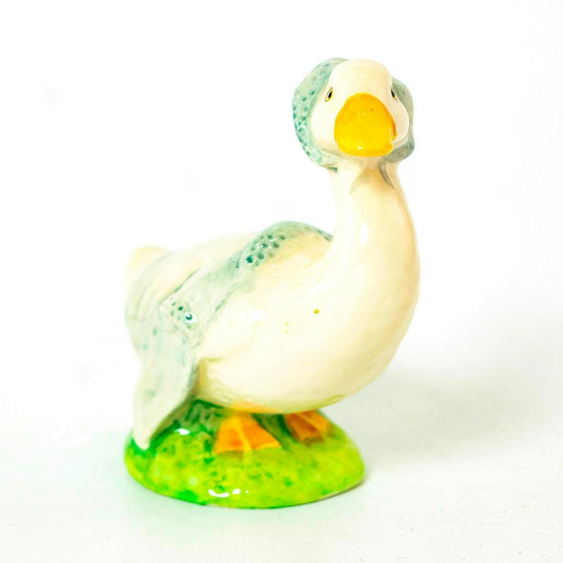 Pigling Bland (Lilac Jacket) - New Beswick - Beatrix: Beswick Backstamp. White goose, pale blue coat and hat. Artist: David Lyttleton Issued: 1981 - 2002 Manufacturer: Beswick Country of Origin: England
