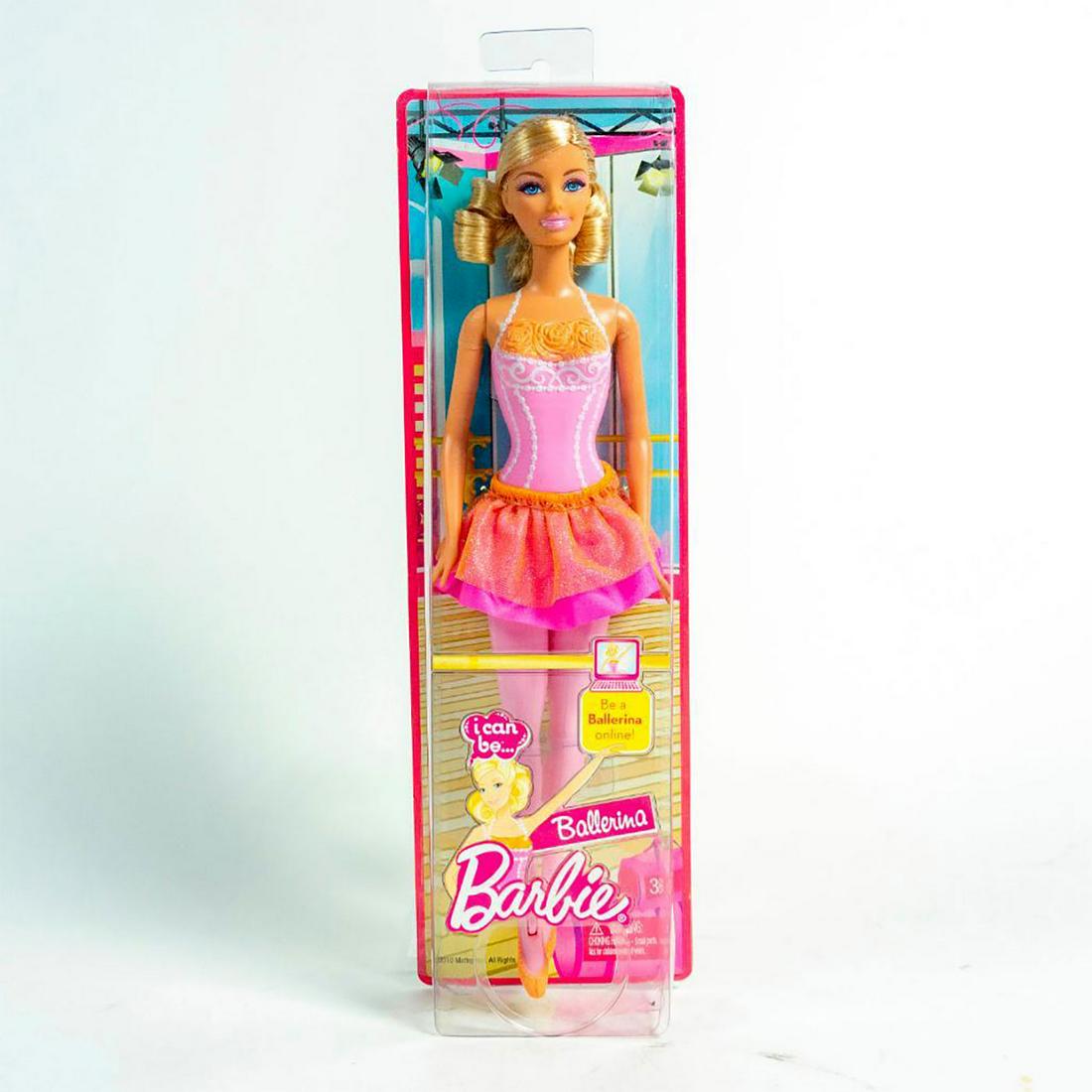 Barbie Ballerina Doll, Blonde, Pink Tutu: Barbie wears a classic ballerina look with a molded lace-up bodice and sheer removable tutu. SKU #R4304 #T7168. #barbie Issued: 21st c. Dimensions: 12"H Manufacturer: Mattel Country of Origin: Indones