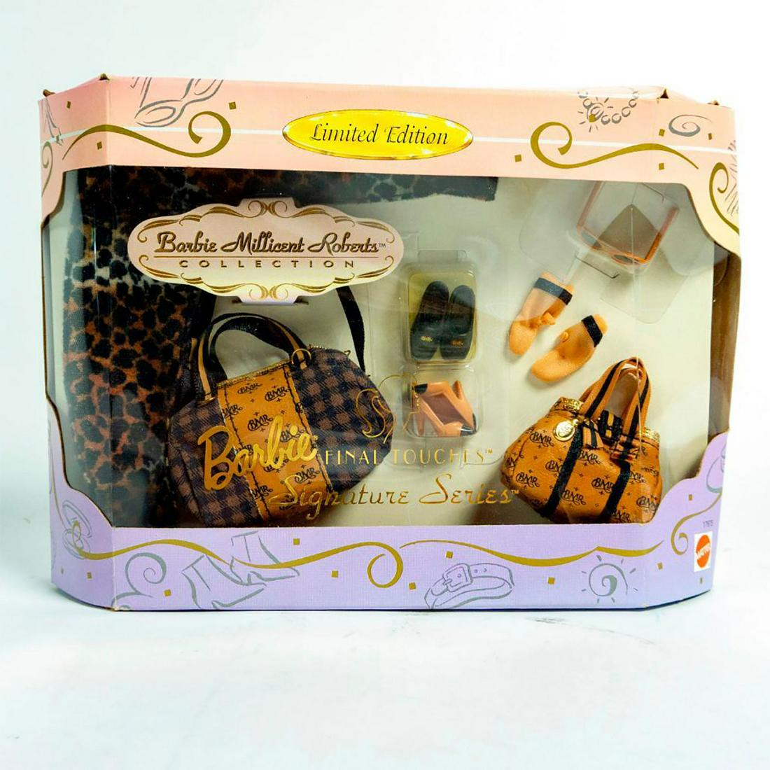 Barbie Final Touches Signature Series: Barbie accessories; scarf, two purses, two pairs of shoes, one set of gloves and glasses. With original box. #barbieaccessories SKU #17675 Issued: 1997 Manufacturer: Mattel Country of Origin: China