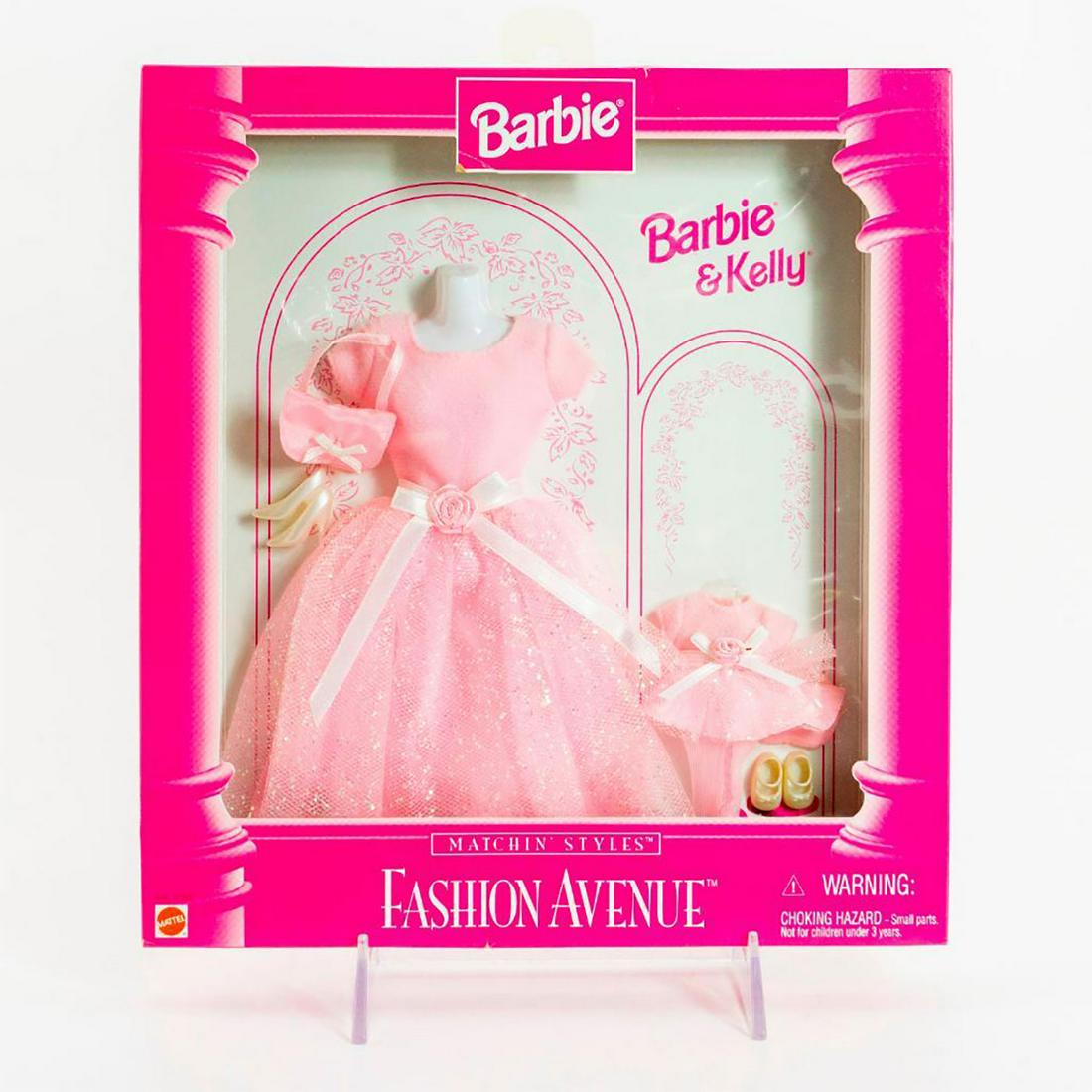 14 Mattel Barbie Clothing Sets: All 14 still in original packaging, a celebration of Barbie's infinitely collectible wardrobe. 12 Fashion Avenue and 2 Fashions Floatin' Cool and Dream Vacation Collection outfits. Packaging for every