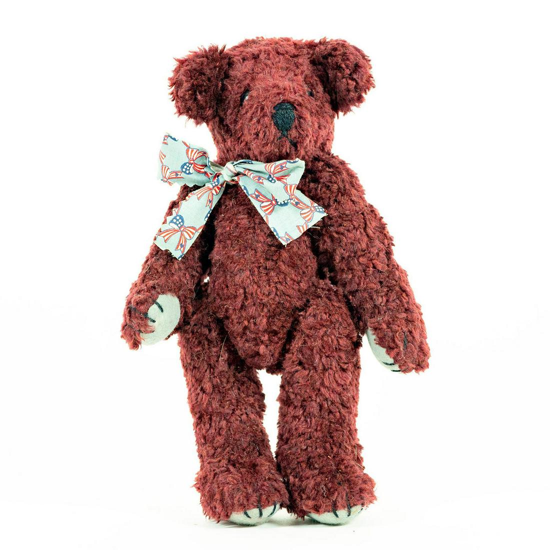 Hand Made Burgundy Teddy Bear (1 of 2)