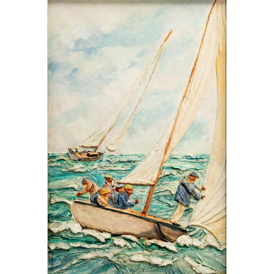 Framed Clay Painting, Sailing Away (1 of 5)