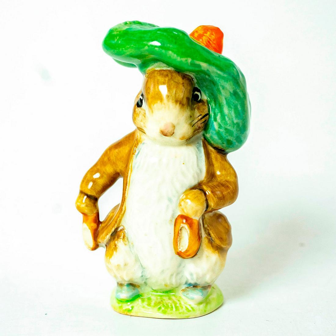 Benjamin Bunny Ears Out, Shoes Out - Beswick - Beatrix: Beswick Backstamp. Pale Green jacket, yellow and orange pompon. Artist: Arthur Gredington Issued: 1949 - 1974 Dimensions: 4''H Manufacturer: Beswick Country of Origin: England