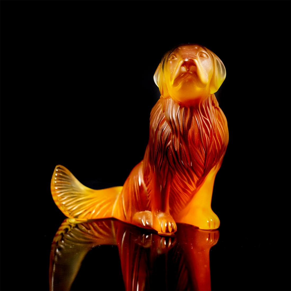 Lalique Crystal Dog Figurine, Golden Retriever (1 of 3)