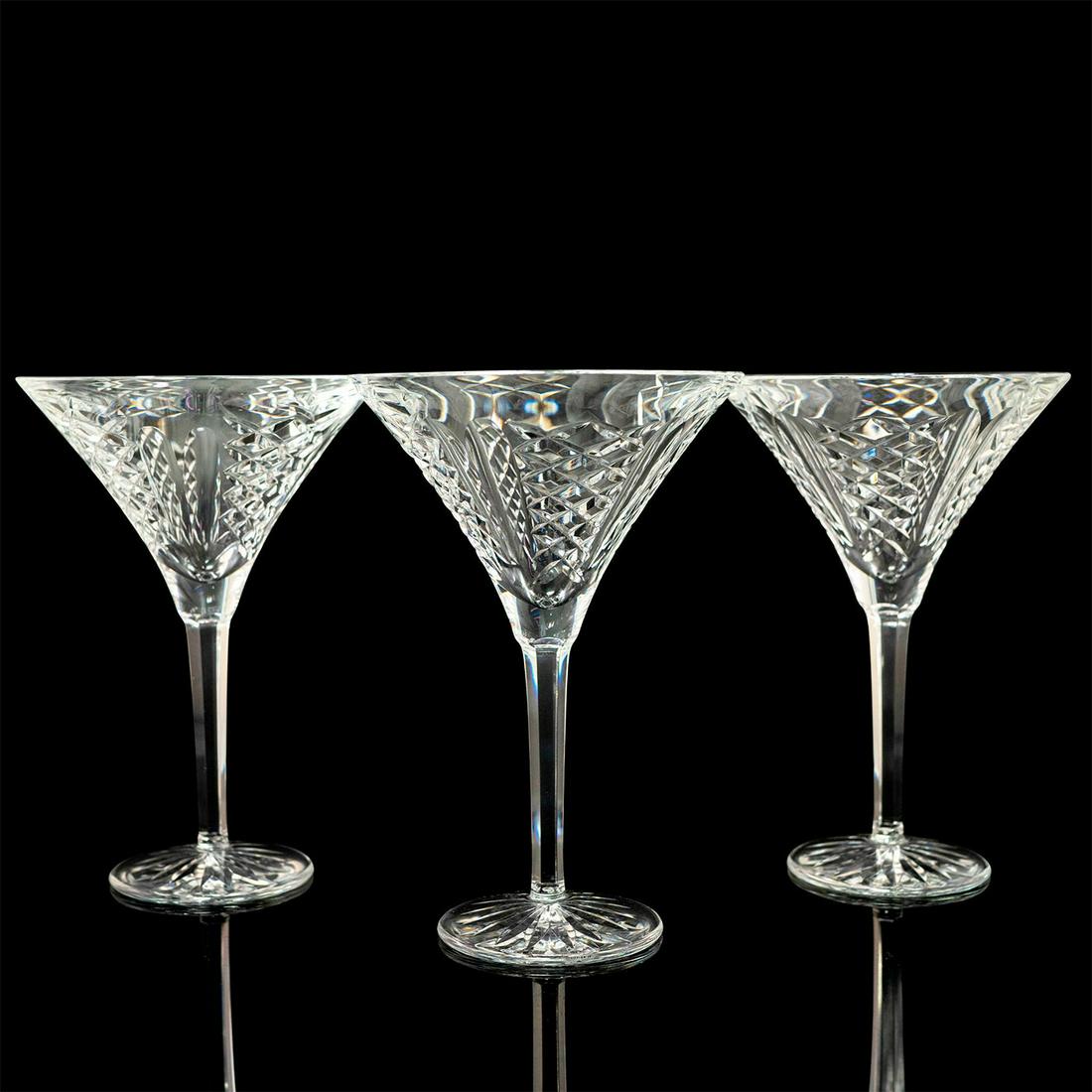 3 Waterford Society Crystal Desmond Hibernia Martini: Clear crystal 2005 Waterford Society martini glasses in Desmond pattern. Waterford and WS 2015 back stamps on the bottom. Great condition. No visible chip or crack. Box is not included. Measurements (