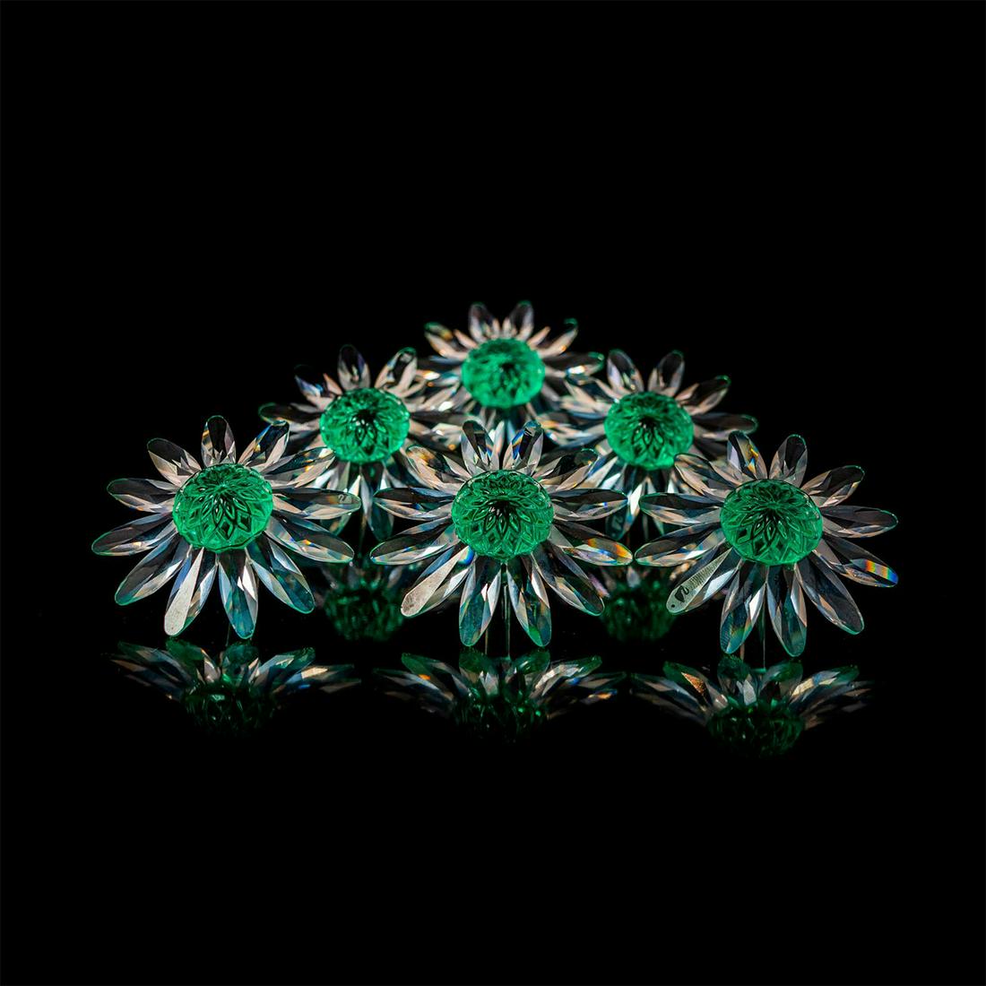 6pc Swarovski Crystal Daisy Figurine, Marguerite Green (1 of 5)