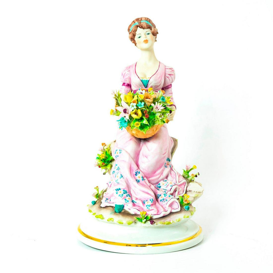 Capodimonte Marcolin Figurine, Woman With Flower (1 of 4)