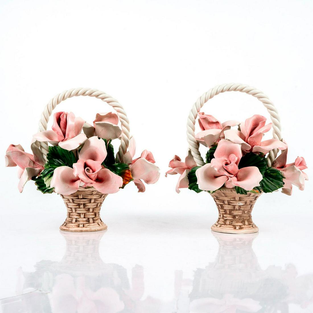 Pair of Capodimonte Styled Porcelain, Pink Floral (1 of 6)