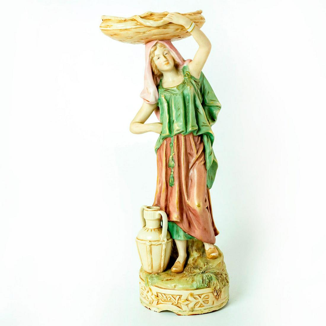 Royal Dux Bohemia Vellum Figurine, Basket Carrier 1053 (1 of 3)