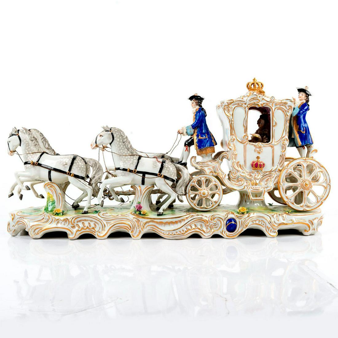 Impressive Volkstedt Porcelain Figurine Grouping, Coach (1 of 9)