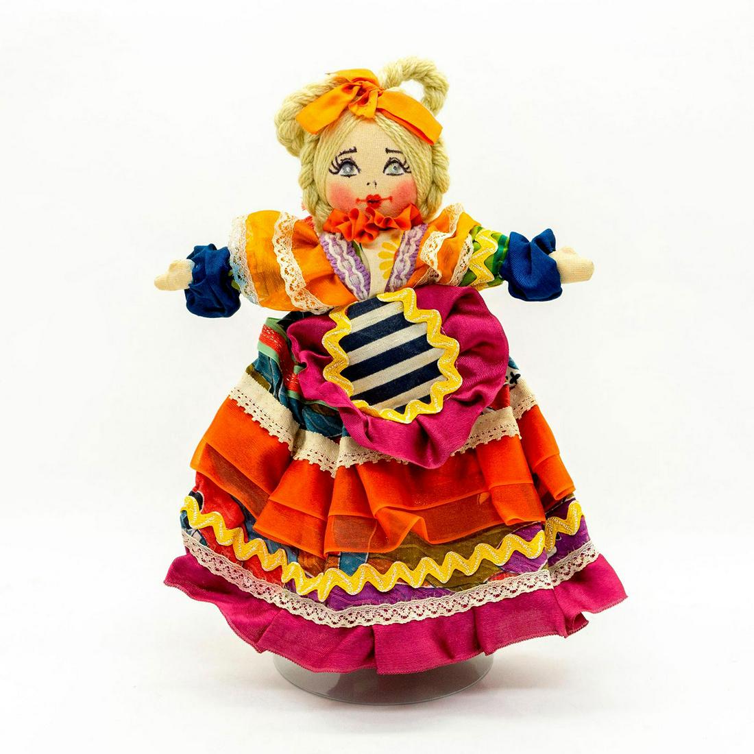 Vintage Handcrafted Rag Doll, Festive Girl (1 of 5)