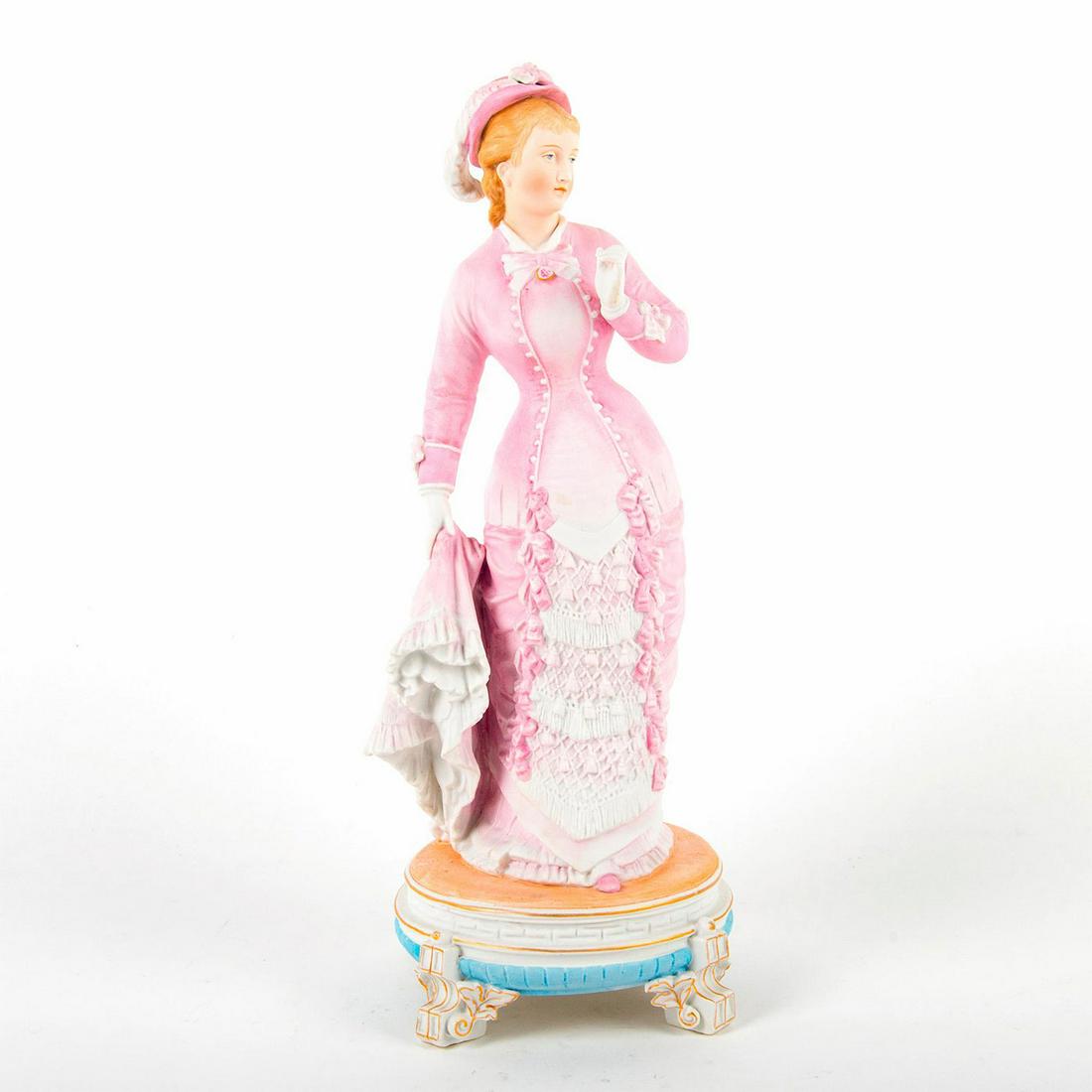 Meissen Style Porcelain Figurine Lady Pink Dress (1 of 3)