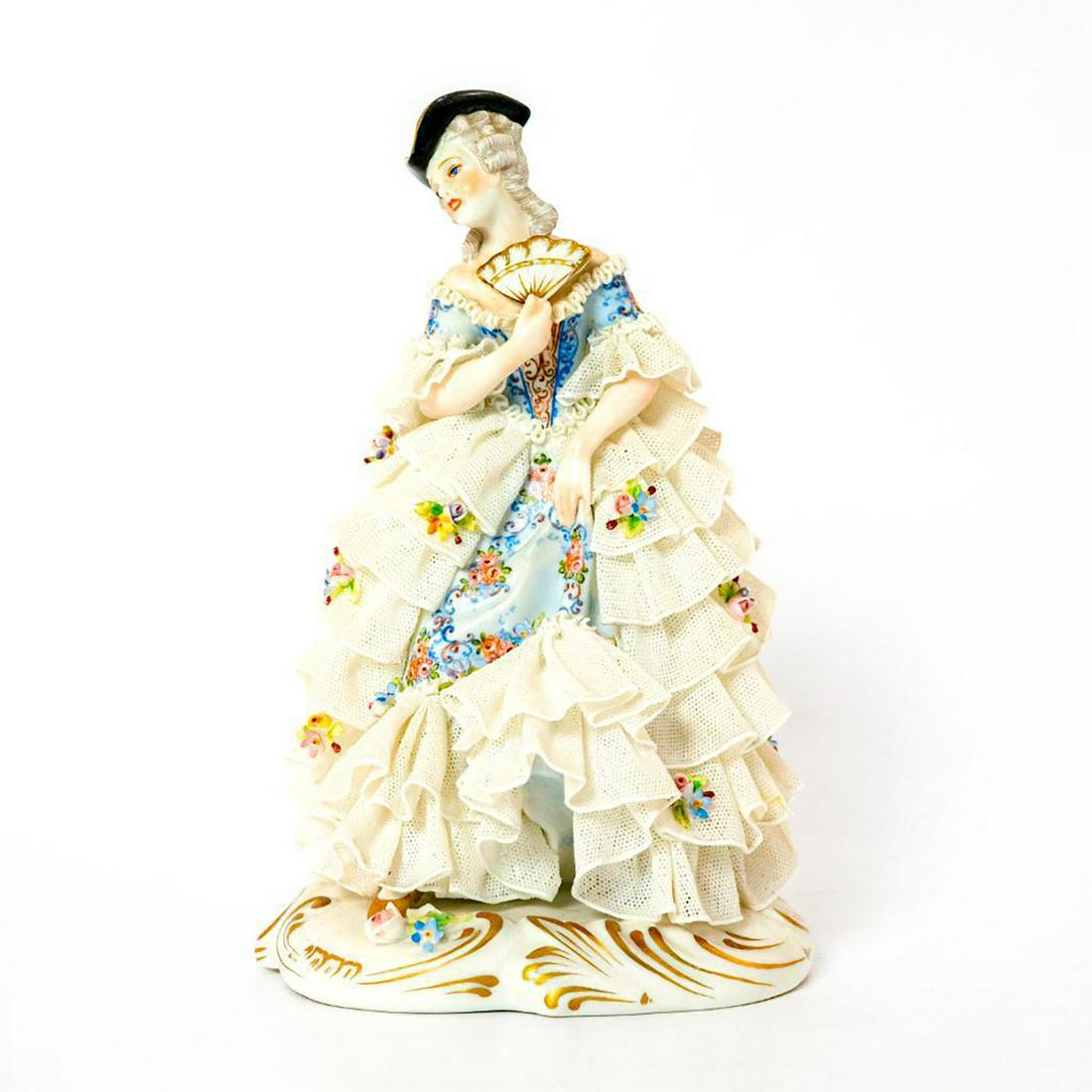 San Marco Porcelain Figurine, Woman With Hand Fan (1 of 4)