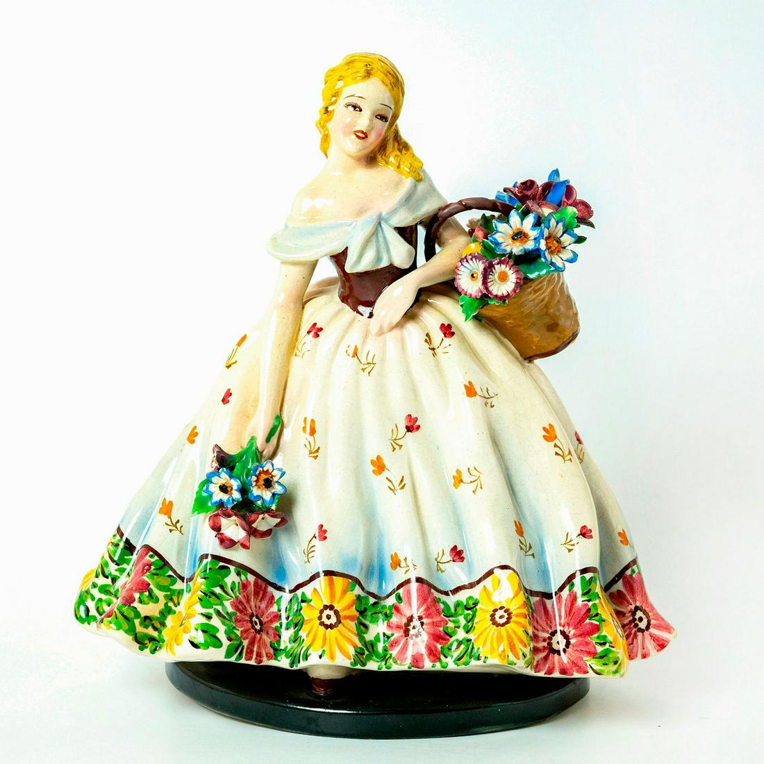 T Sebelin Italian Figurine, Lady With Basket (1 of 3)