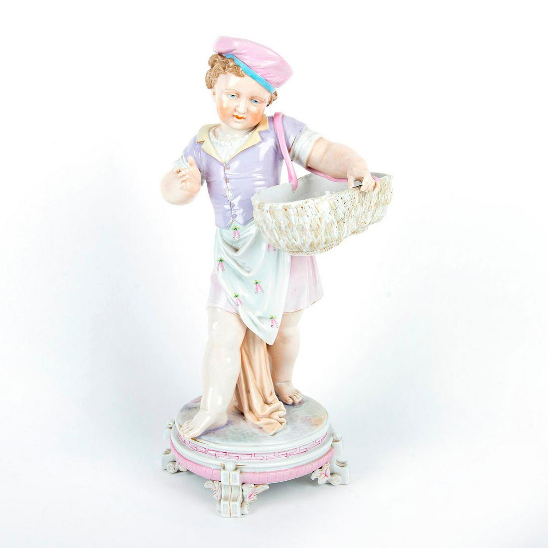 Antique Dresden Style Porcelain Figurine, Boy With (1 of 3)
