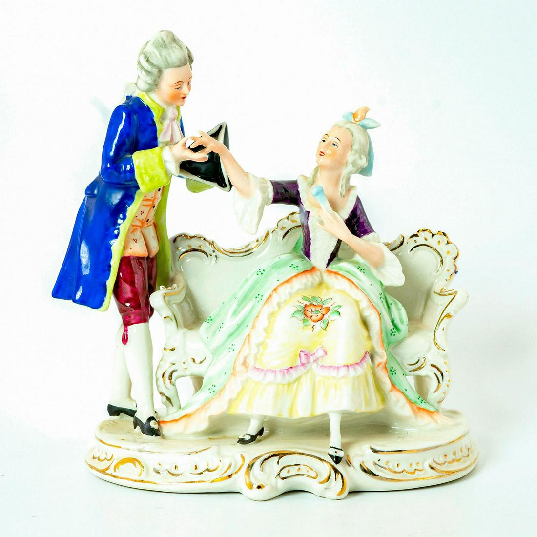 German Porcelain Figurine Gentleman and Lady on Bench (1 of 3)
