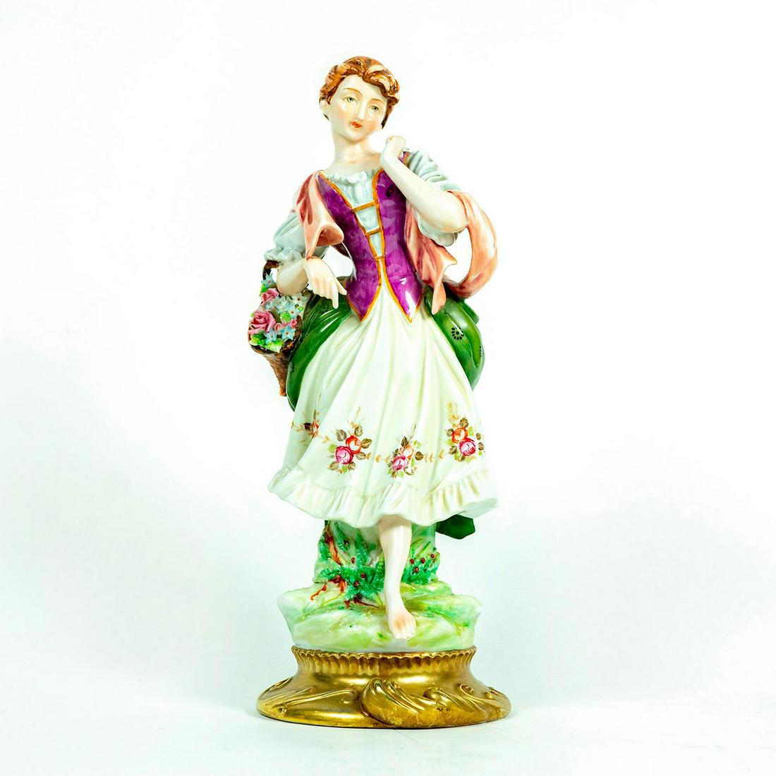 Large Japanese Porcelain Figurine, Woman With Flower (1 of 3)
