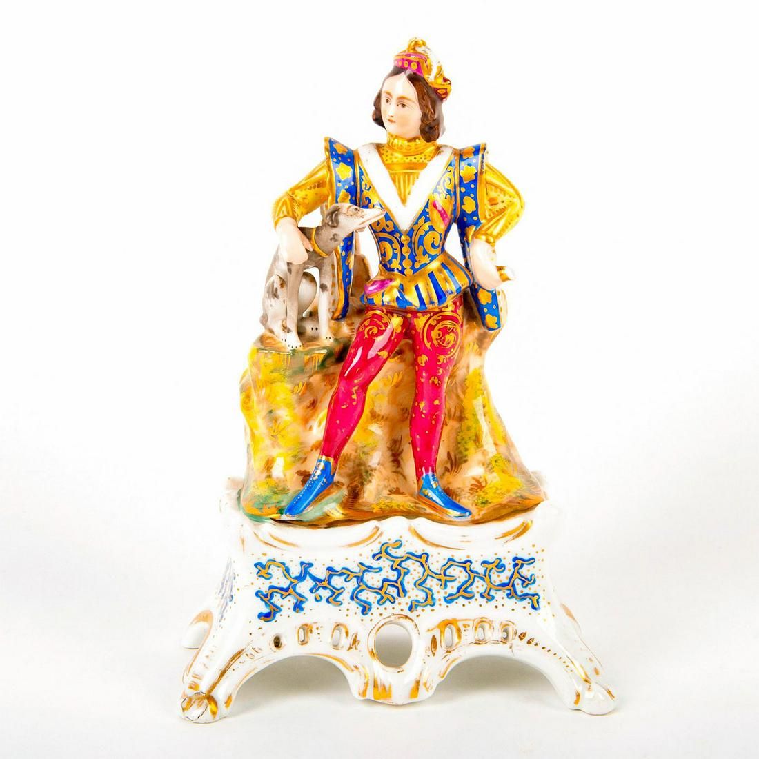 Vintage Porcelain Figural Scent Bottle, Man with Dog (1 of 3)