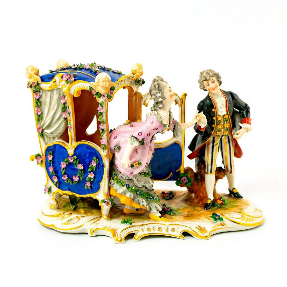 Vintage Porcelain Figurine Grouping, Carriage And (1 of 3)