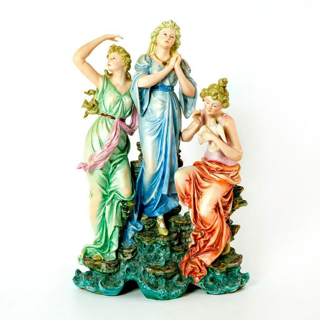 Vintage Porcelain Figurine Grouping, Three Ladies (1 of 3)