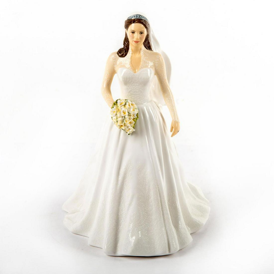 Catherine Royal Wedding Day HN5559 - Royal Doulton: Limited Edition 6,134 of 7,500. Depicting intricate Victorian inspired wedding dress created by Sarah Burton at Alexander McQueen in white coloration. To celebrate the wedding of William and Catherine