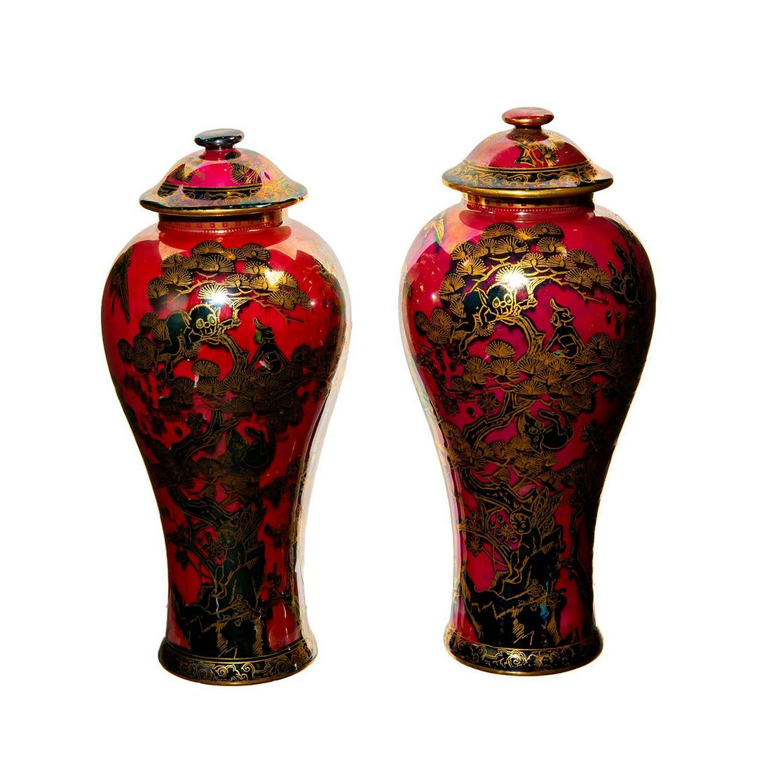 Pair Of Wedgwood Fairyland Lustre Vases, Firbolgs IV (1 of 6)