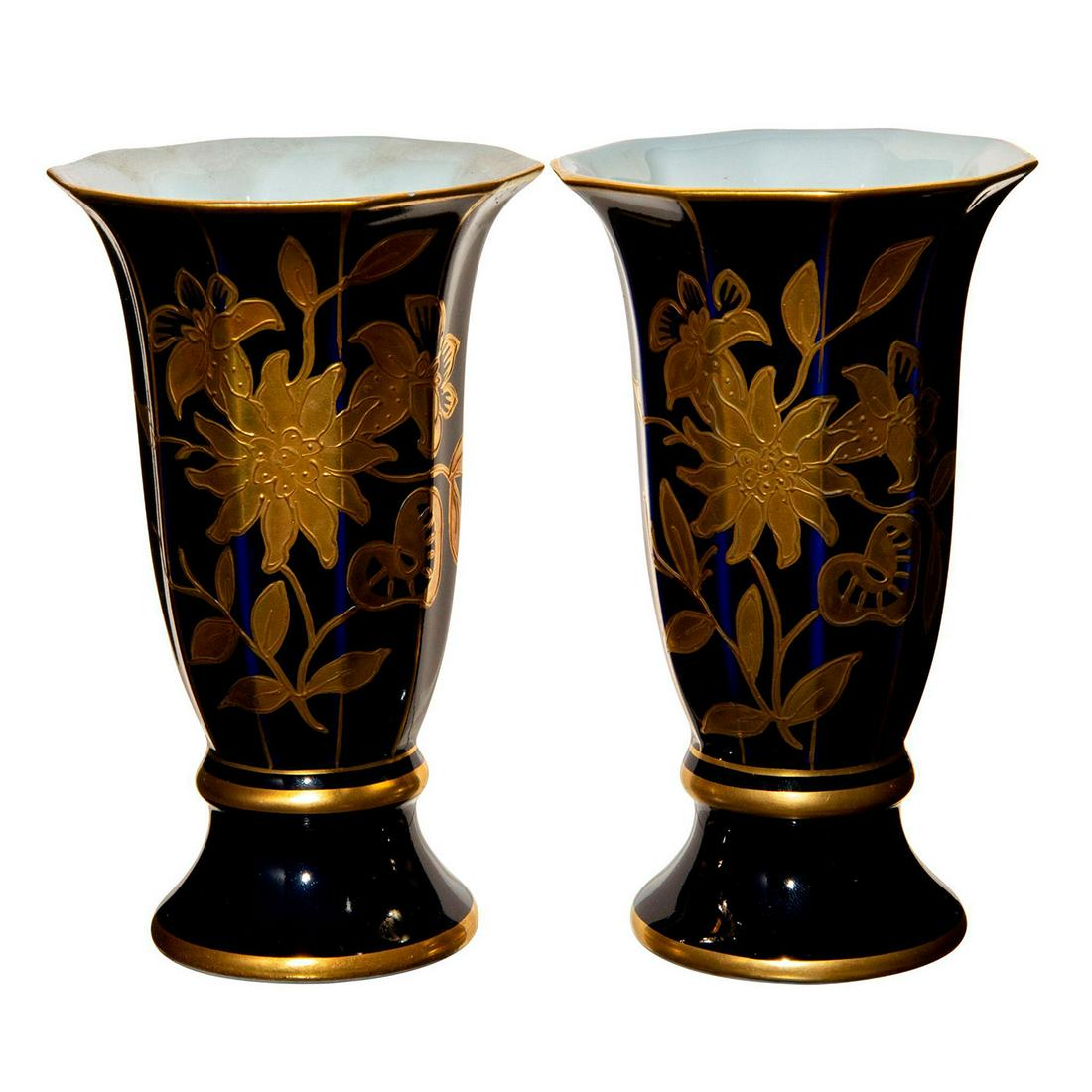 Pair of JLMENAU Graf Von Henneberg Echt Kobalt Vases (1 of 3)