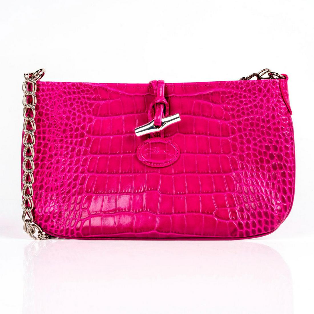 Longchamp Fuchsia Pink Roseau Crocodile Embossed Mini (1 of 5)
