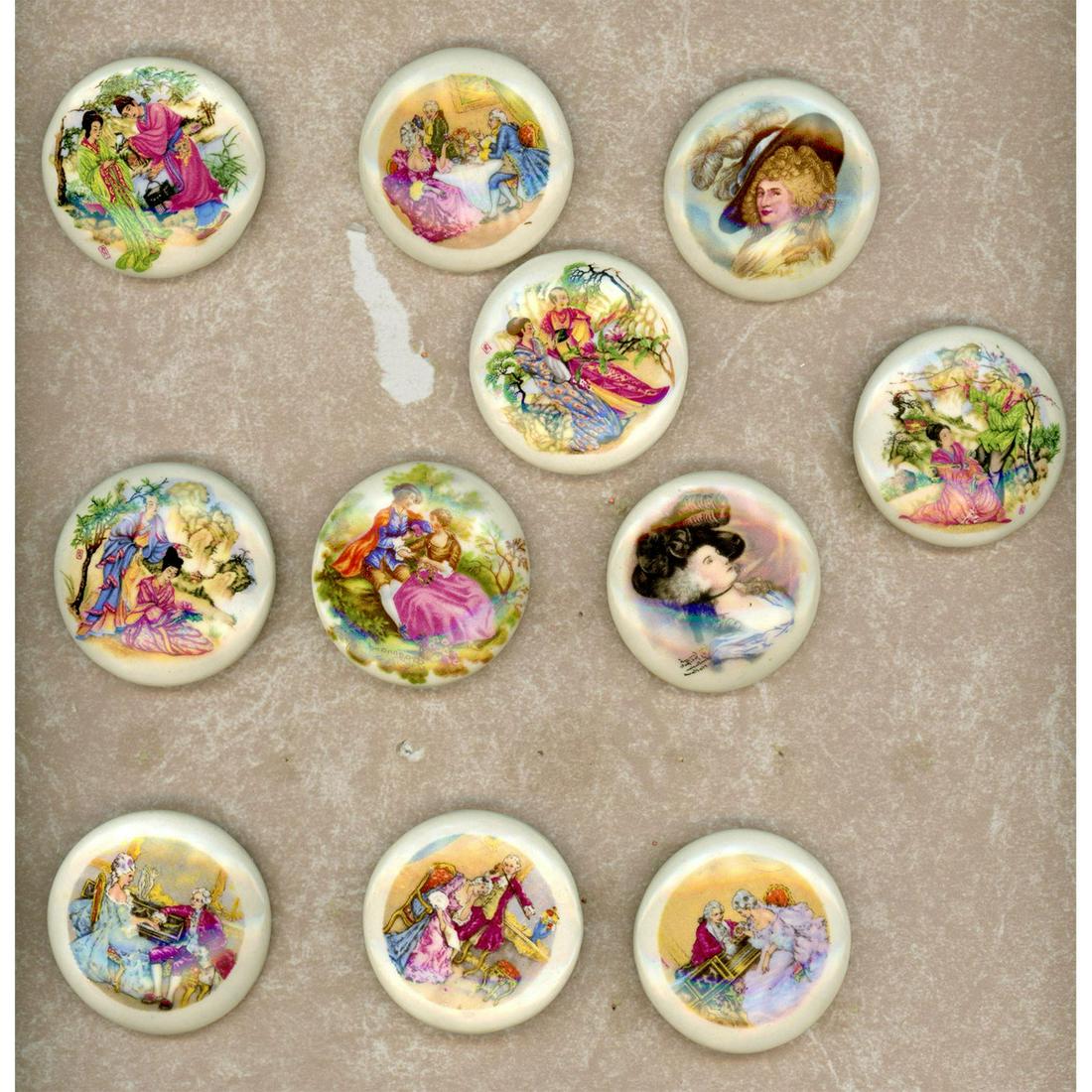 A CARD OF PORCELAIN BUTTONS (1 of 2)
