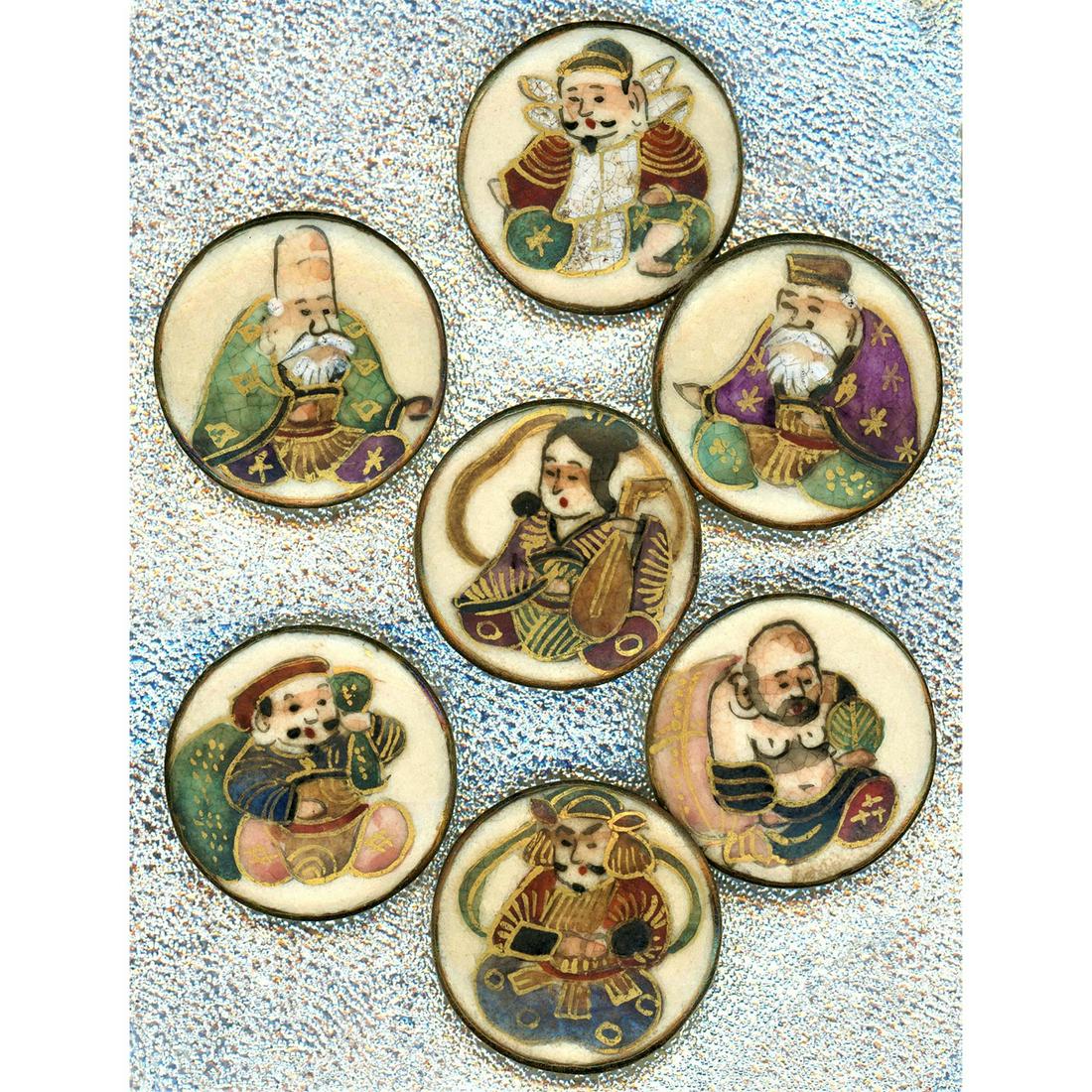 SET OF SATSUMA POTTERY SEVEN IMMORTAL GODS (1 of 1)