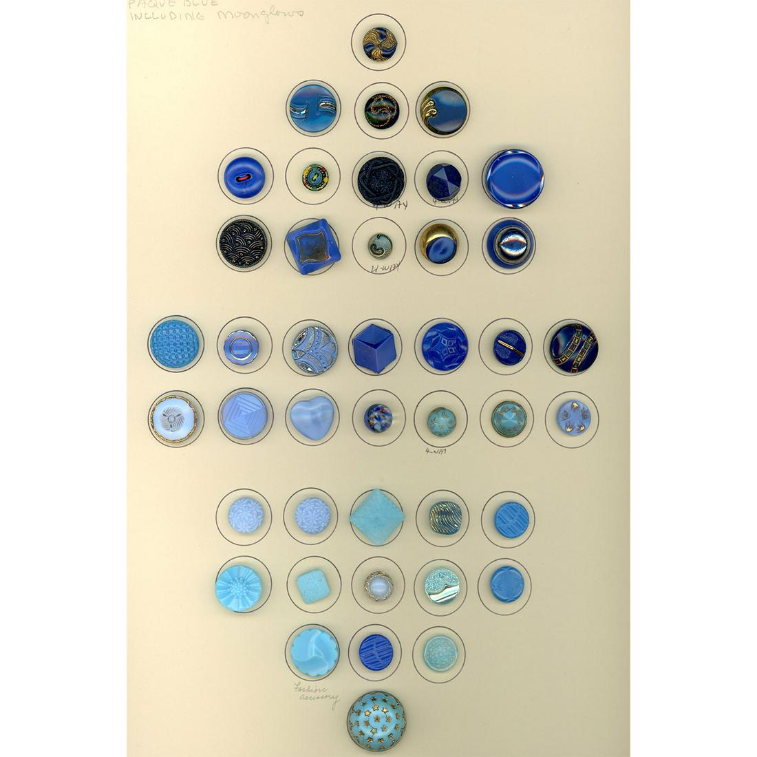 2 CARDS OF ASSORTED MODERN BLUE GLASS BUTTONS (1 of 6)