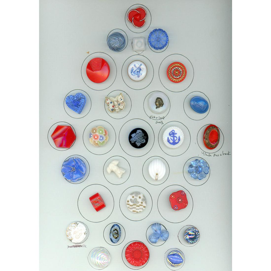 3 CARDS OF ASSORTED DIVISION THREE GLASS BUTTONS (1 of 7)