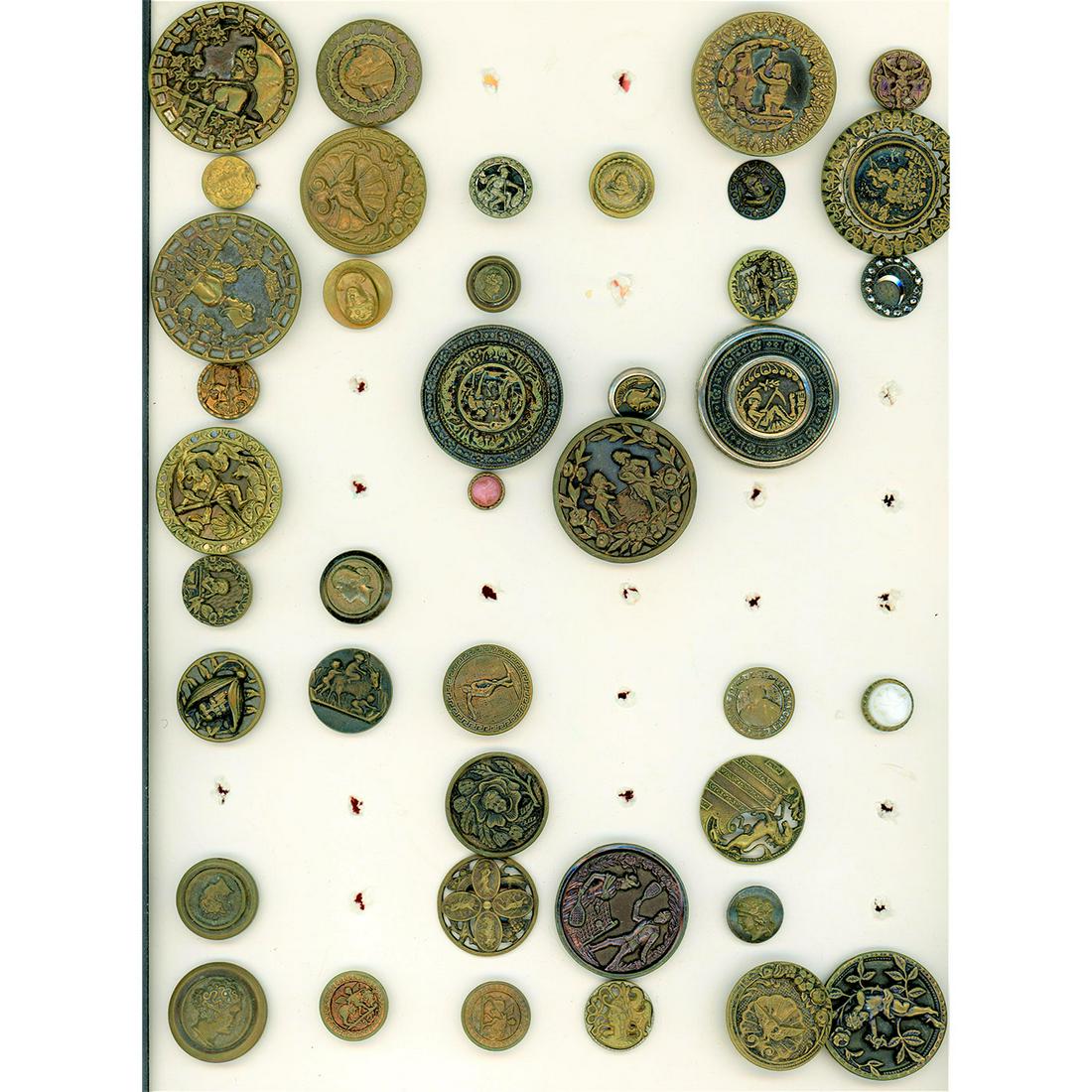 A FULL CARD OF ASSORTED METAL PICTURE BUTTONS (1 of 2)
