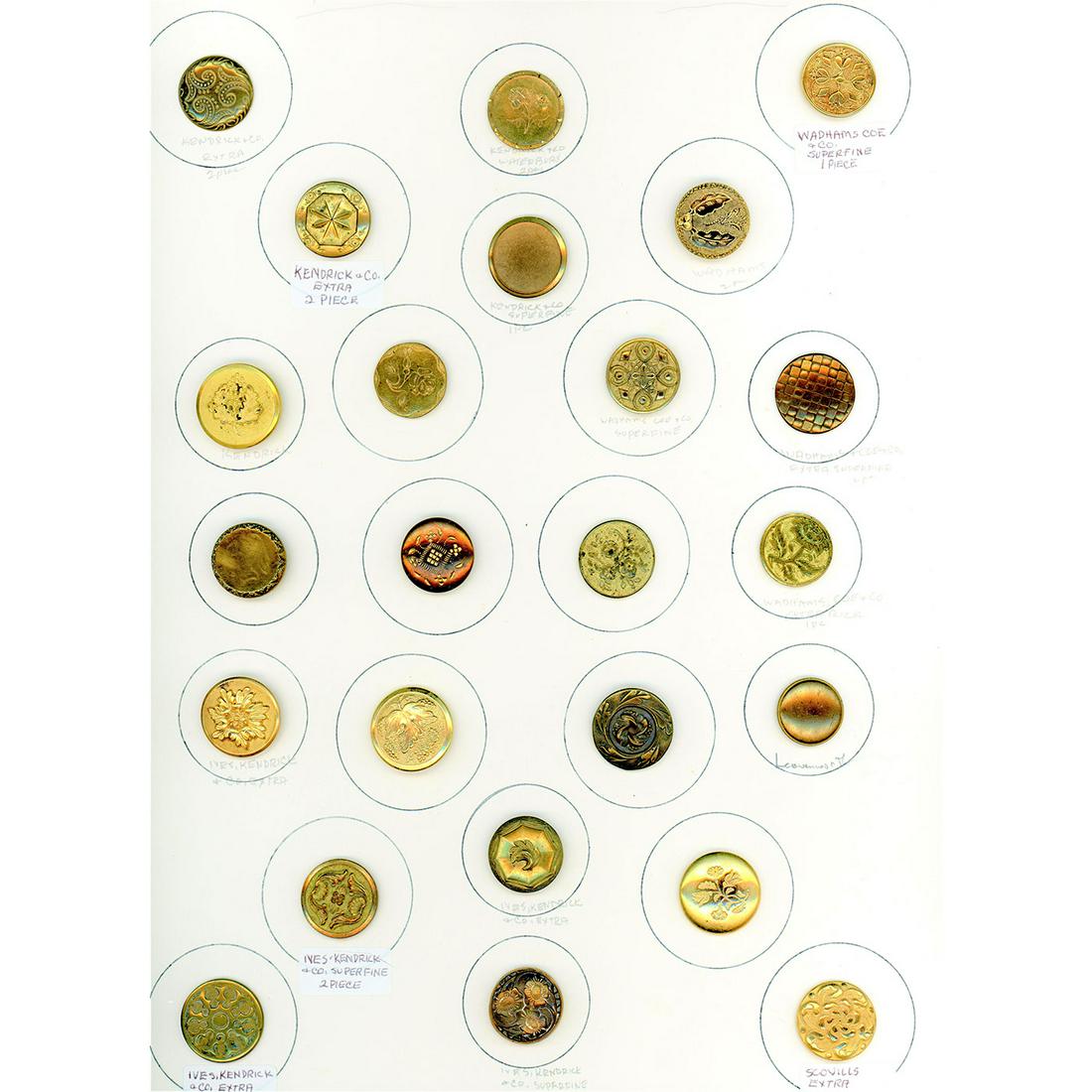 TWO CARDS OF DIVISION ONE GOLDEN AGE BUTTONS (1 of 6)