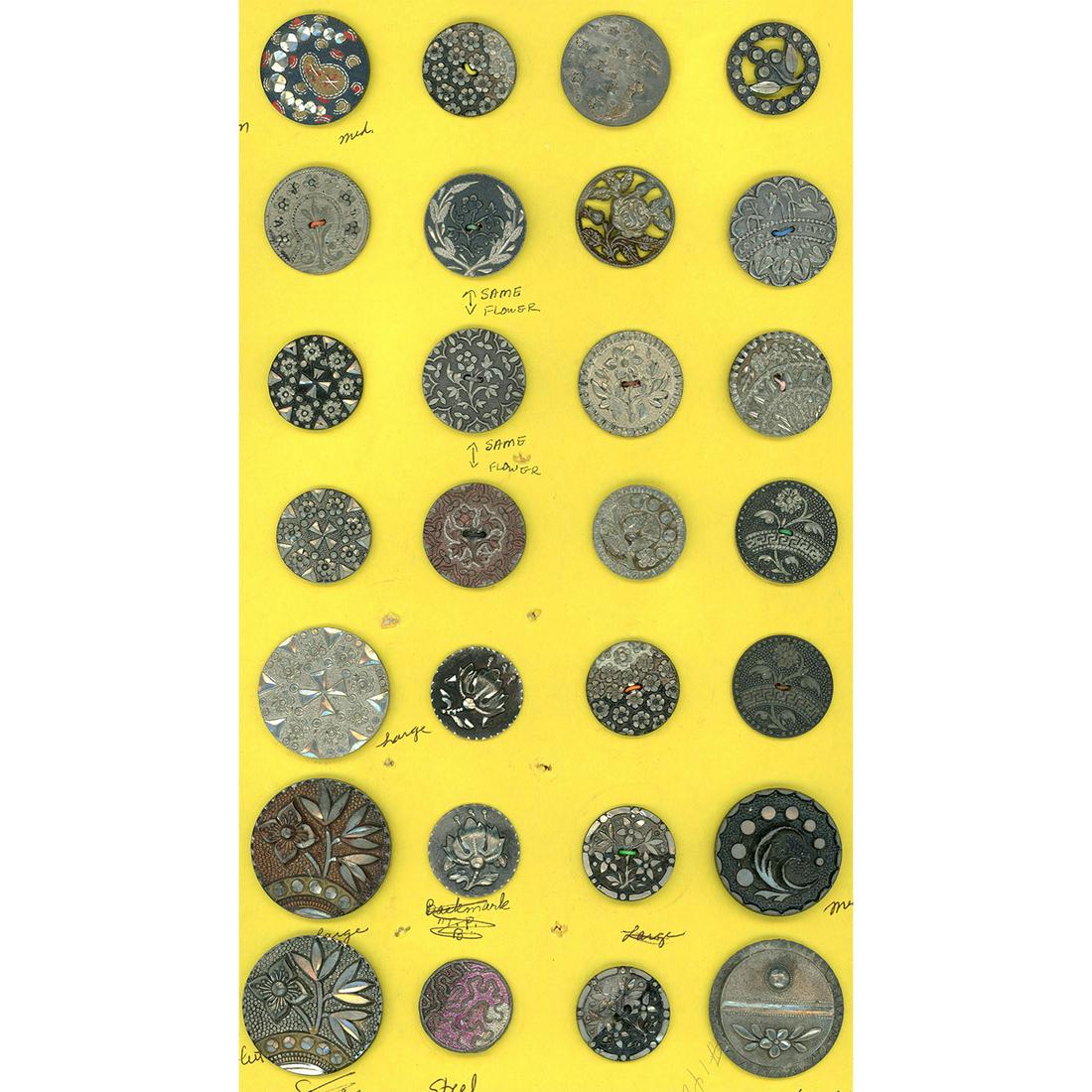 CARD OF ASSORTED DIVISION ONE PEWTER BUTTONS (1 of 4)