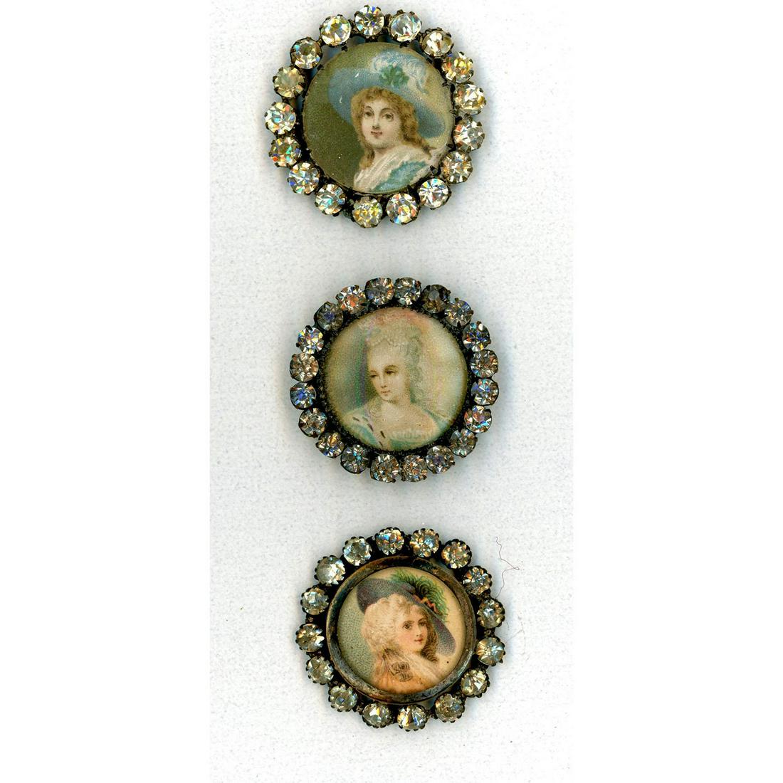 A SMALL CARD OF DIVISION ONE UNDER GLASS BUTTONS (1 of 2)