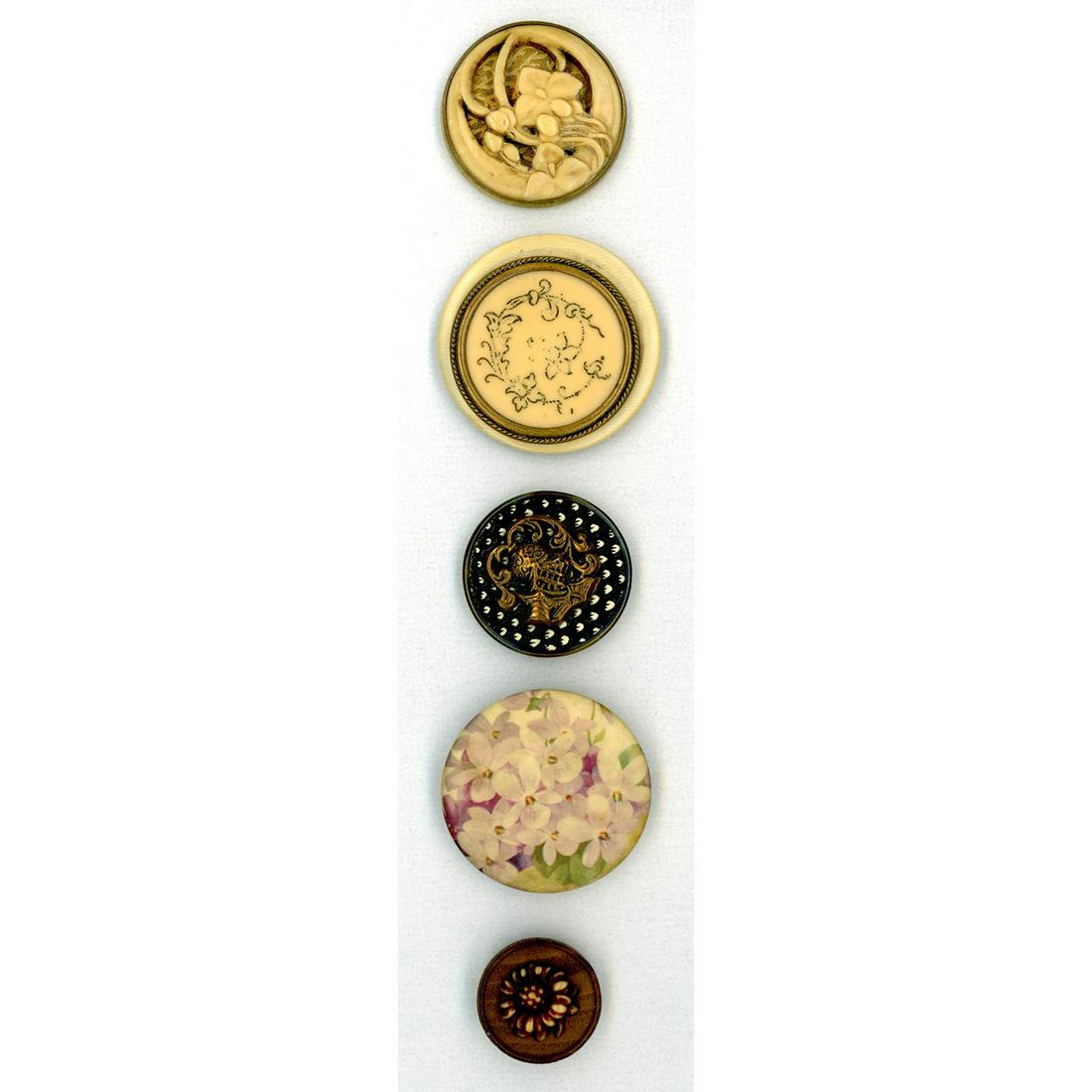 A SMALL CARD OF ASSORTED DIV 1 CELLULOID BUTTONS (1 of 4)