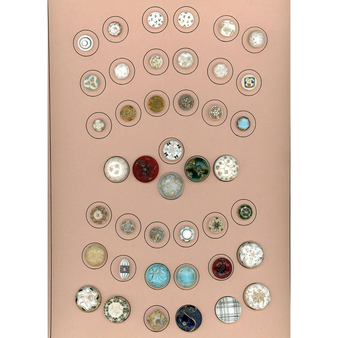 A WHOLE CARD OF DIV 1 VICTORIAN GLASS BUTTONS (1 of 4)