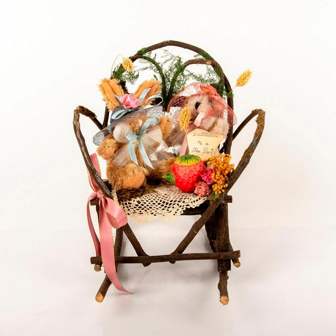 Vintage Handcrafted Plush Animal Set, Tea Party (1 of 3)