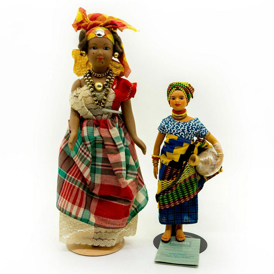 2pc Vintage Caribbean and Nigerian Folk Art Dolls (1 of 4)