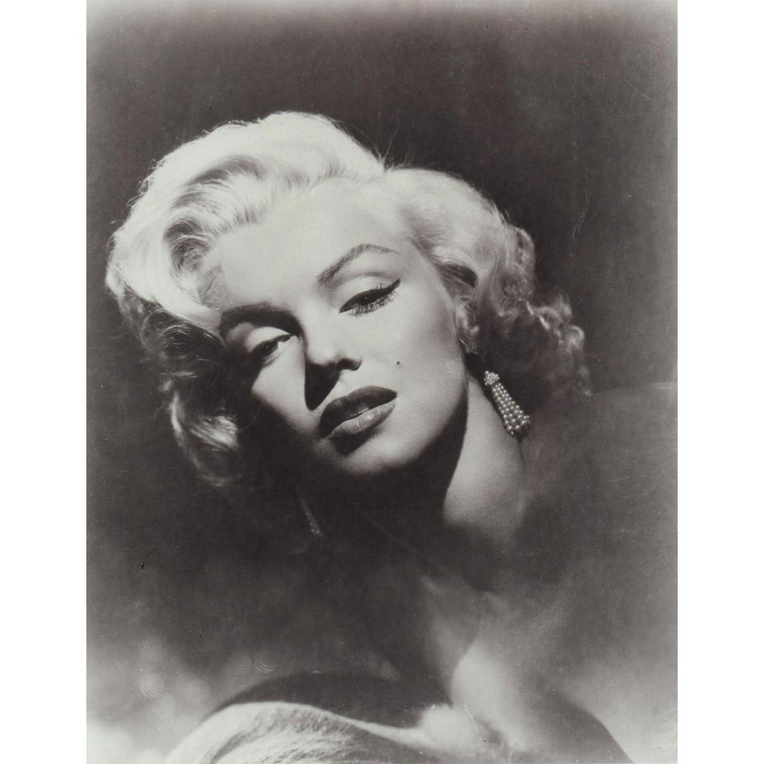 Marilyn Monroe Photograph: Black and white portrait photo of Marilyn Monroe with pearl earrings. #marilynmonroe Issued: c. 1953 Dimensions: 8"W x 10"H Country of Origin: USA